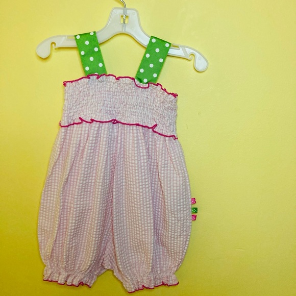 Vintage Pink and White Gingham Embroidered Romper - Picture 10 of 16